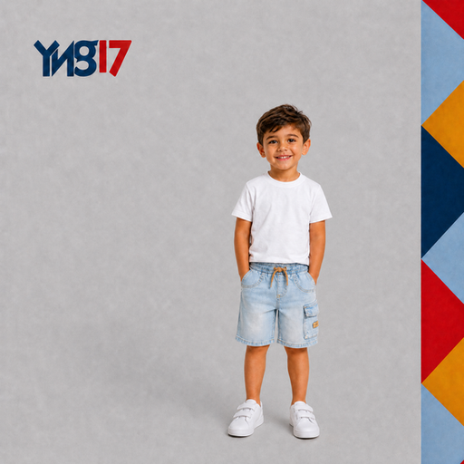 Boys' denim shorts with an elastic waistband offering maximum comfort and ease of movement, perfect for daily wear.