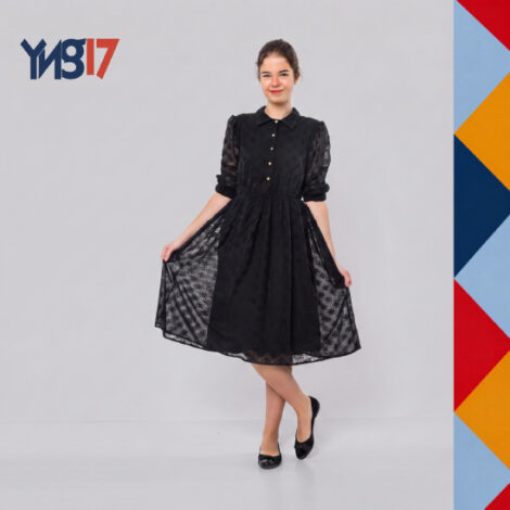 Modern Black Printed Chiffon Dress