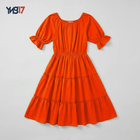 Vibrant Orange Party Fashion Dress