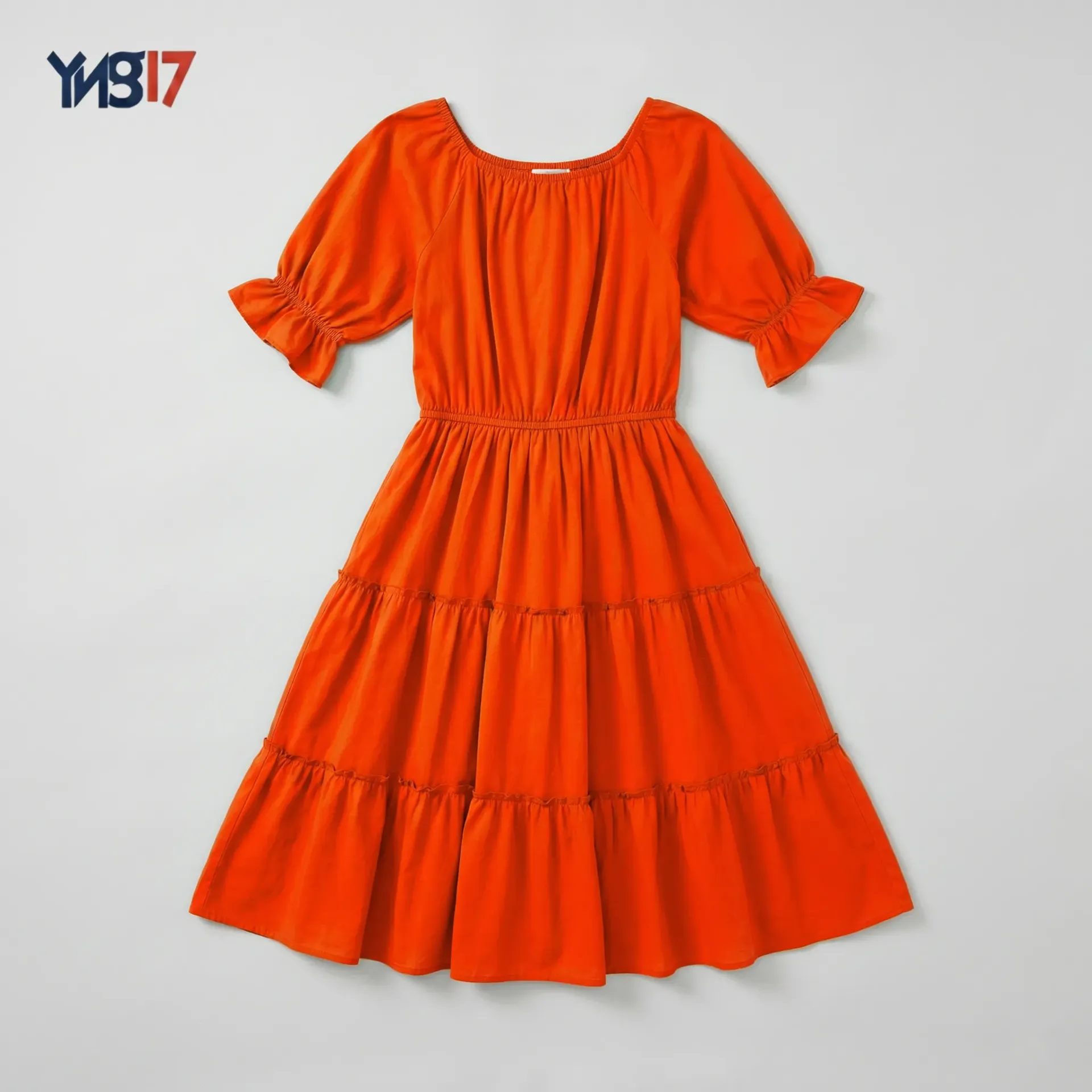 Vibrant Orange Party Fashion Dress
