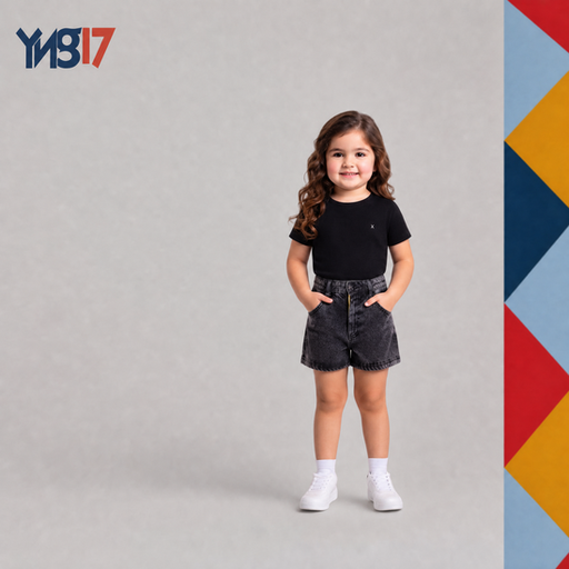 Girls' Heart Logo Denim Shorts