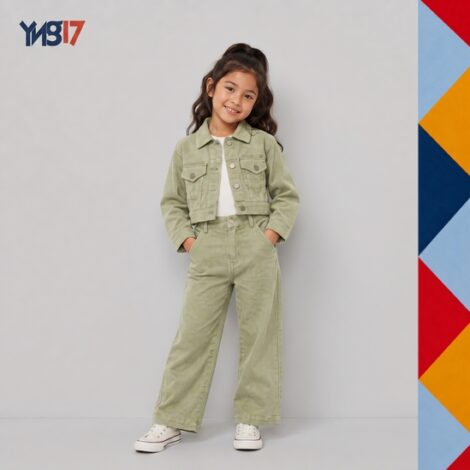 Girls' Pistachio Green Linen Jacket