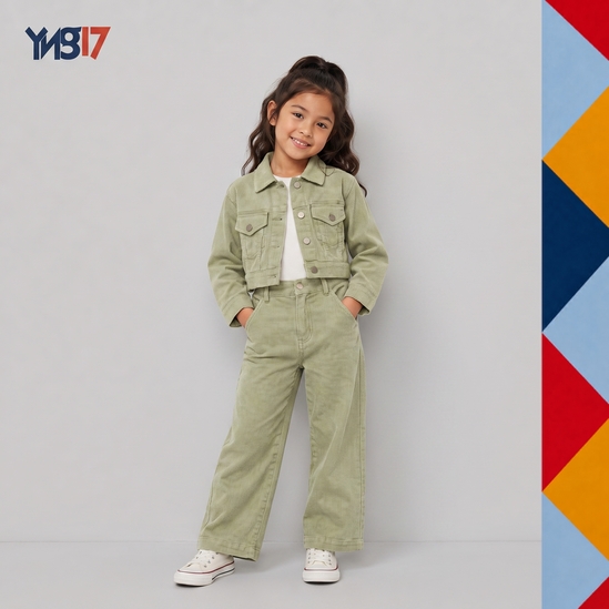 Girls' Pistachio Green Linen Jacket