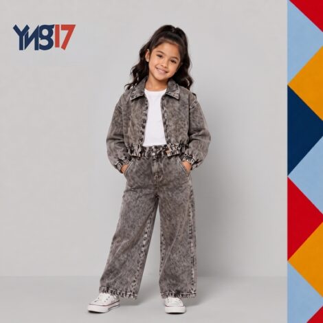 Girls' Denim Jacket with Zipper