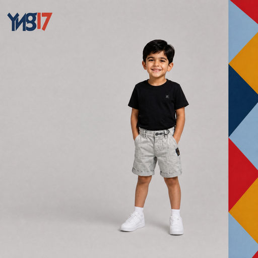 Boys' Light Grey Linen Shorts with Folded Hem