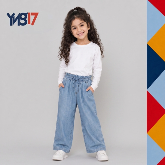 Girls' Dark Blue Culotte Denim Jeans