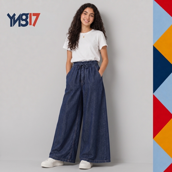 Girls' Dark Blue Culotte Denim Jeans