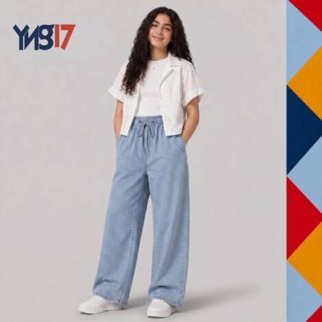 Girls' Light Blue Culotte Denim Jeans