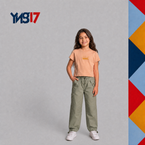 Girls' jogger pants with an elastic waistband and comfortable fit, designed for a stylish, relaxed sporty look.