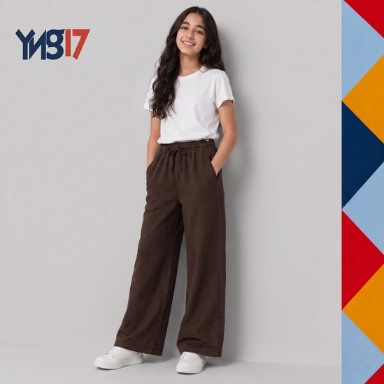 Girls' Woven Pants with Drawstring Waist