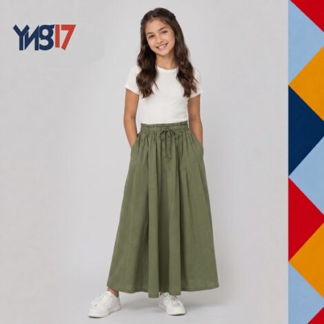 Girls Flowy Olive Skirt
