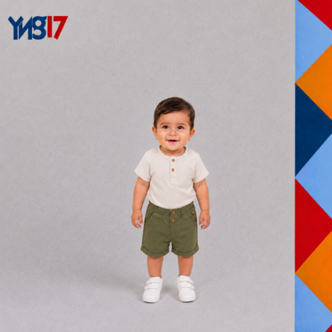 Simple baby/boys' olive green cotton shorts crafted for everyday comfort and easy movement.
