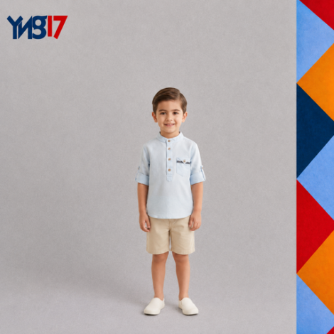 A comfortable summer shirt for boys, perfect for casual looks and light occasions. Featuring an elegant mandarin collar and practical pockets.