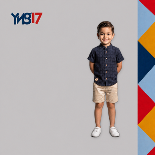 Boys' breathable  shirt with chest pockets, offering lightweight comfort for warm days.