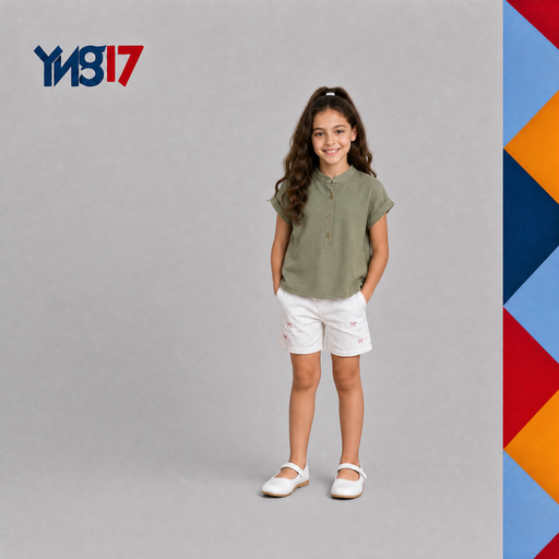Mandarin Collar Girls Shirt