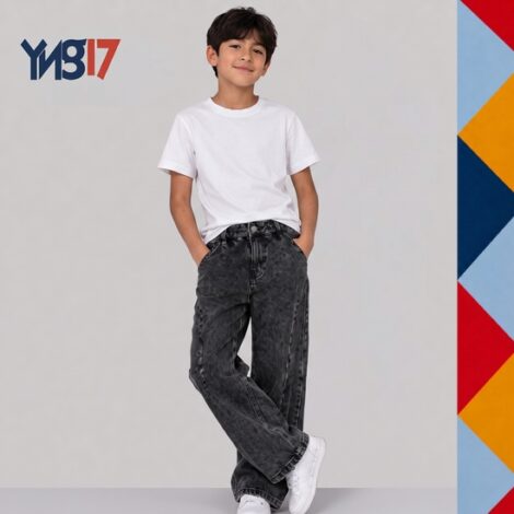 Boys' Elastic Waist Denim Pants with Button Closure