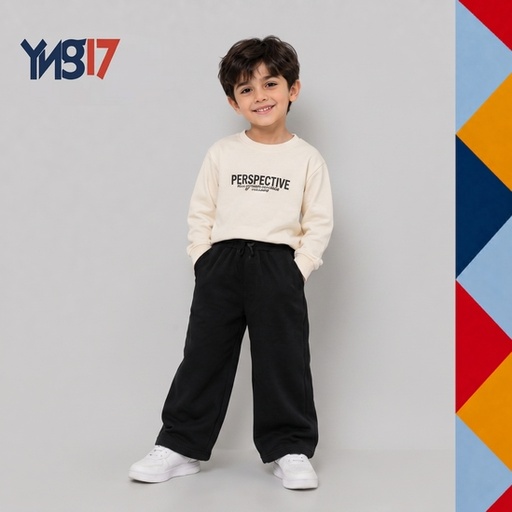 Boys Oversized Denim Pants with Elastic Waist and Button