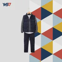 Boys 4-Piece Classic Winter Set – Navy Linen Pants + Striped Vest + Shirt + Grey Sweater