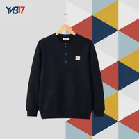 Boys Black Cotton Henley Blouse – Classic Casual Style