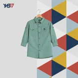 Boys Classic Long-Sleeve Shirt – Sage Green Color