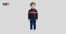 Boys’ Striped Wool Sweater – High Neck with Buttons
