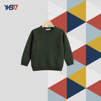 Boys’ Wool Sweater with Front Pocket – Silver / Olive / Beige / Grey