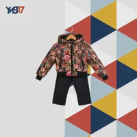 Girls Floral Padded Winter Jacket with Hood