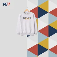 Girls Light Grey “Never Give Up” Sweatshirt – Cotton