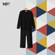 Girls Ribbed Black Set (Top + Pants)