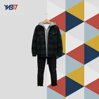 Kids 3-Piece Set (Cotton T-Shirt + Hooded Jacket + Pants) – Green / Grey / Black