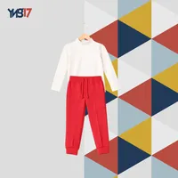 Kids Cotton Pants – Sporty Jogger Pants with Drawstring | Red