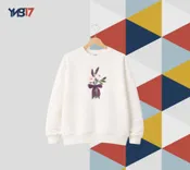 Kids Cotton Sweatshirt with Chocolate Print | Off White