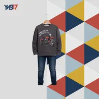 Kids Cotton Sweatshirt – “AMERICAN MOTORCYCLES” Print – Dark Grey