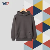 Kids Plain Cotton Hoodie with Hood – Dark Charcoal