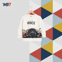 Kids Printed Cotton Sweatshirt – White (Ready to Race)