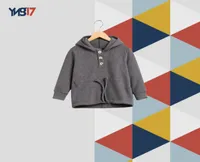 Kids Soft Hoodie with Front Buttons & Adjustable Drawstring | Grey
