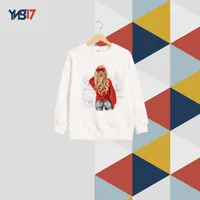 Kids Sweatshirt with Stylish Girl Red Outfit Print | White