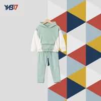 Kids Two-Tone Winter Hoodie with Hood | Pistachio Green × Off-White