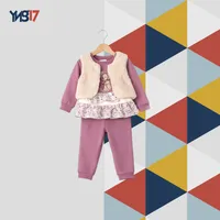 Kids Winter 3-Piece Set – Blouse + Fur Vest + Pants | Mauve & Cream