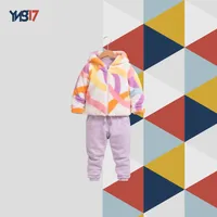 Kids Winter 3-Piece Set – T-Shirt + Hooded Fleece Jacket + Pants | Multicolor & Lilac