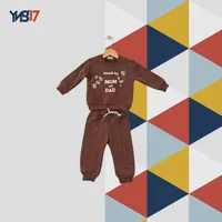 Kids Winter Cotton 2-Piece Set – “Loved by Mum & Dad” Sweatshirt + Jogger Pants | Chocolate Brown