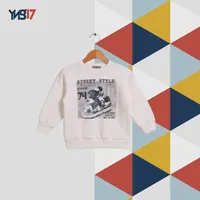 Kids Winter Cotton Sweatshirt – Street Style Print (Off-White)