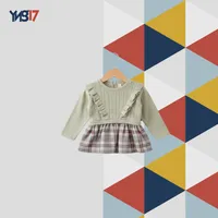 Kids Winter Knit Dress – Cable Knit Sweater with Plaid Skirt | Sage Green & Plaid
