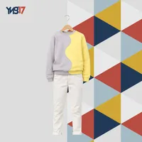 Kotton Two-Tone Sweatshirt with Modern Design | Yellow & Grey