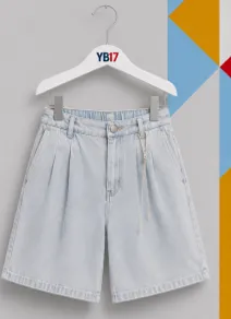 Pleated Girls Bermuda Shorts