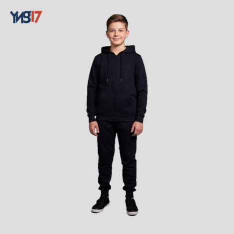 Classic Boys’ Training Set – Solid Black | Full-Zip Hoodie & Comfort Jogger Pants