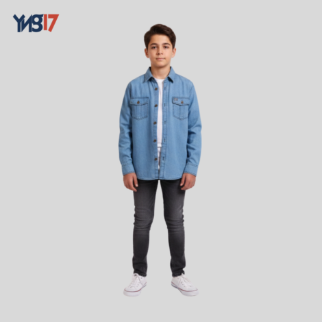 Kids Classic Blue Denim Shirt with Front Buttons