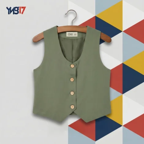 Girls Stylish Olive Vest